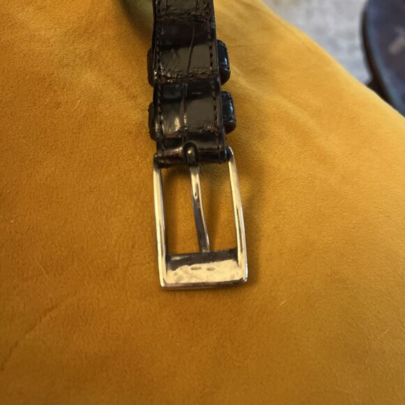 Ralph Lauren Genuine Alligator Leather Belt Dk Brown Sterling Silver Buckle 28 - Picture 12 of 16